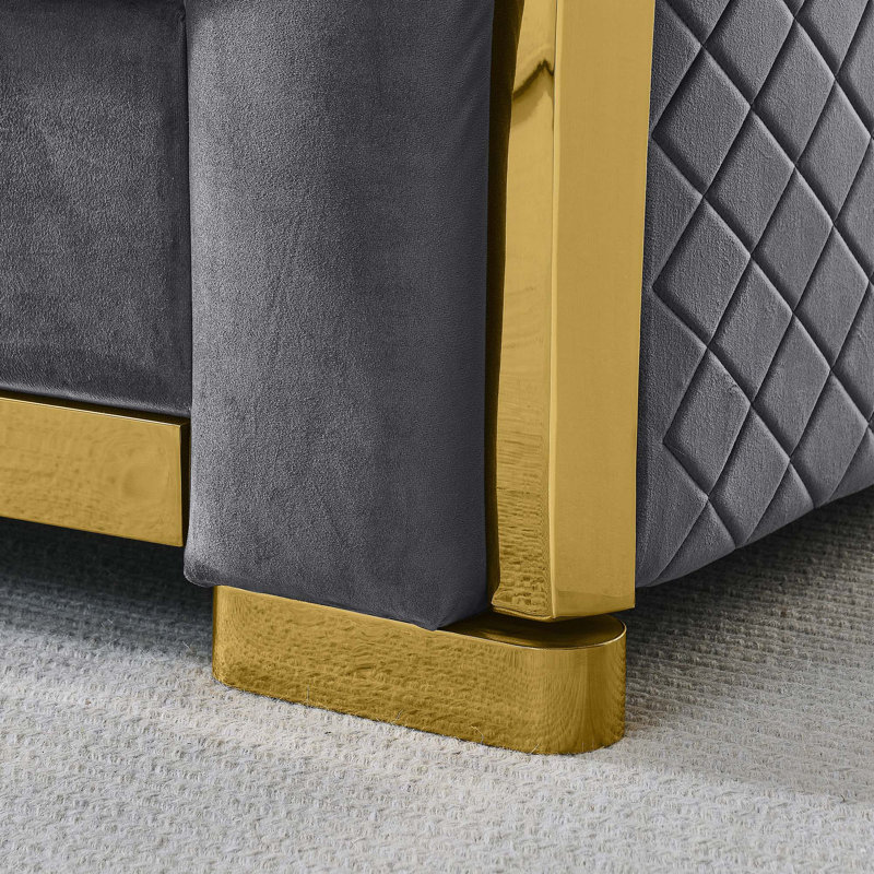 Canapé Chesterfield en velours de luxe, Gris