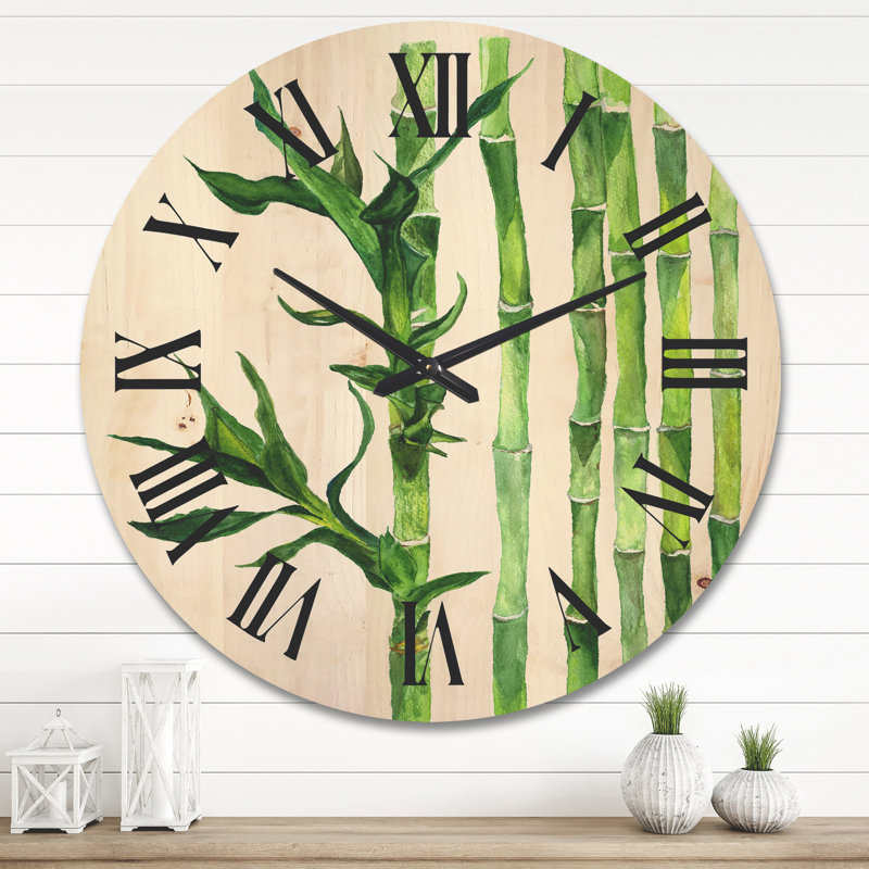 Horloge murale en bois Bamboo Branches in the Forest III, Très grand