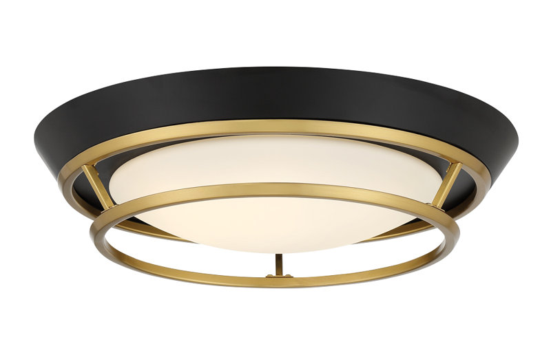 Dilyara Glass LED Flush Mount, Coal/Satin Brass