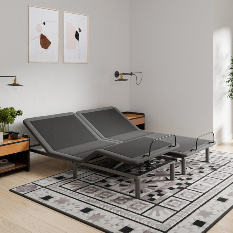 Très grand lit à commande vocale - élévation indépendante de la tête et des pieds, base réglable en métal, options de ronflement, 75 po de largeur x 79 po de profondeur