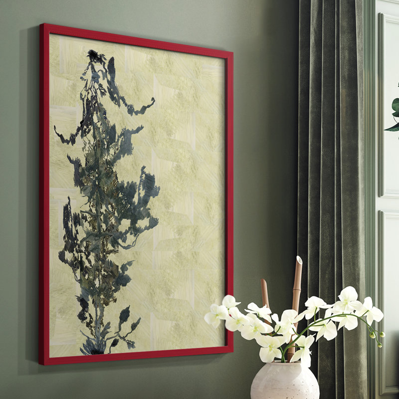 «Chinoiserie 2 Tan II», reproduction encadrée - bois massif, Rouge, H 10 po x l 8 po
