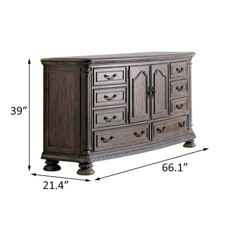 Commode 8 tiroirs l 66,1 po rustique naturel