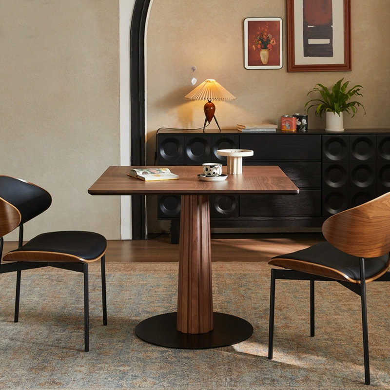 Table de salle à manger rectangulaire en bois massif noyer et noir, H 29,53 po x L 31,5 po x l 31,5 po