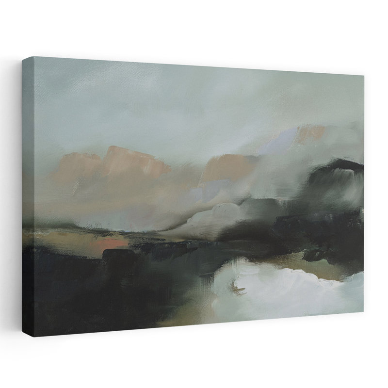 Paysage de montagne abstrait contemporain, H 36 po x l 24 po