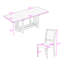 Ensemble de salle à manger 7 pièces avec table à tréteaux extensible, 2 rallonges et 6 chaises rembourrées-828838250-828838253