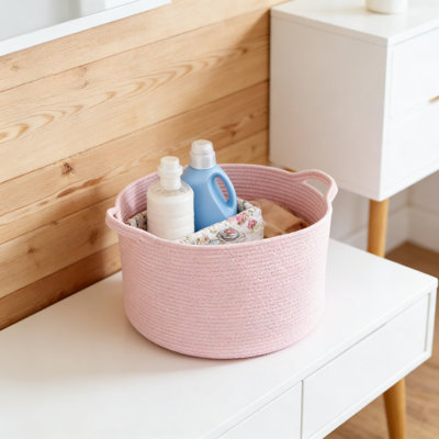 Grand panier de rangement en corde de coton tissé avec poignées, organisateur polyvalent pour couvertures, jouets, linge et décoration intérieure