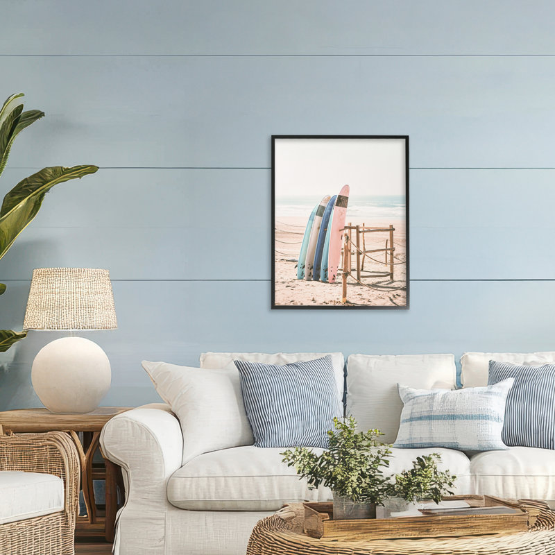 Giclée encadrée de planches de surf rétro, conçue par Sissi et Seb, Giclée encadrée noir minuit, H 30 po x l 24 po