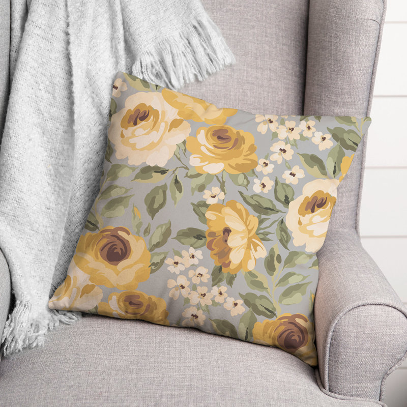Housse de coussin d'extérieur carré 12 pièces Flowers, gris, 16 po x 16 po