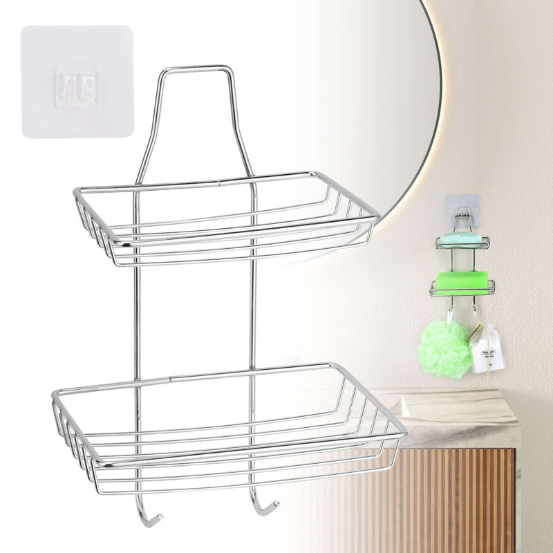 Porte-savon de douche suspendu et porte-savon auto-adhésif avec crochets pour serviettes, éponge