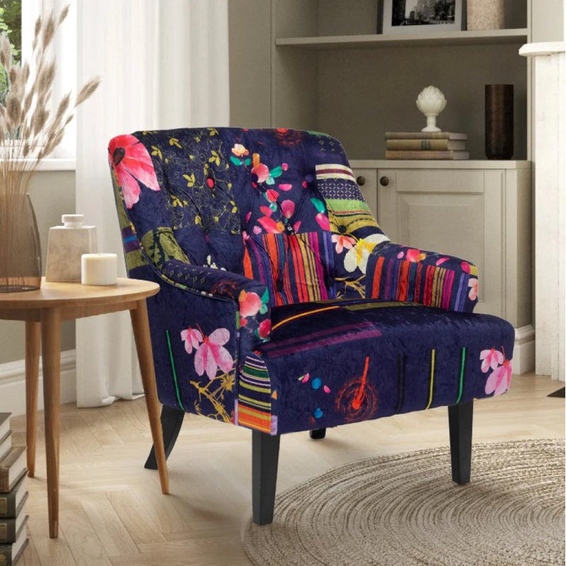 Tibay Upholstered Slipper Chair, Purple Midnight
