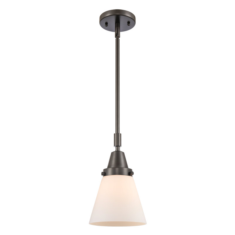 Luminaire suspendu conique 1 lumière Xaniah, H 42,12 po x l 6 po x P 6 po, Blanc mat, Bronze huilé
