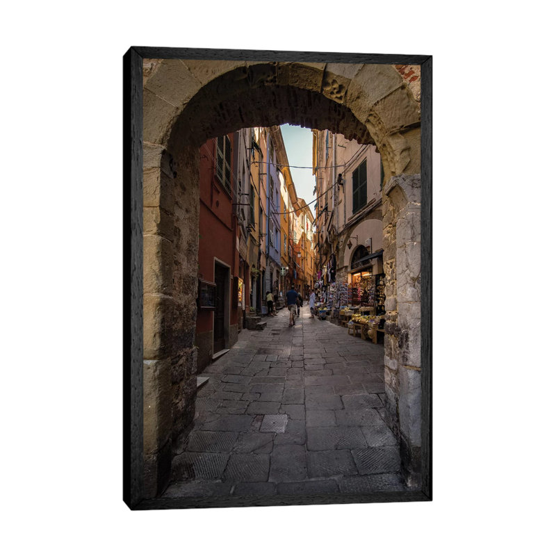 Street of Porto Venere 1 Piece Wall Art on Canvas, 101.6cm H x 66.04cm W x 3.81cm D, Black Framed
