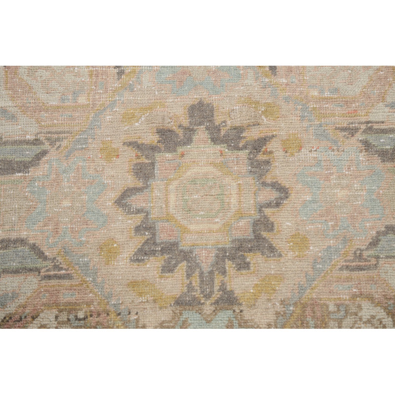 Tapis unique en laine noué à la main gris / beige nouvel âge 4 pi x 7 pi 5 po