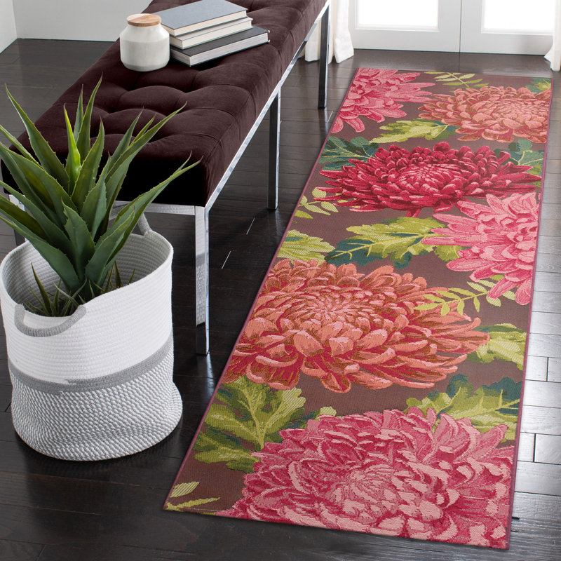 Akera Pink/Green/Plum Indoor/Outdoor Rug, Runner 1'11" x 7'6"