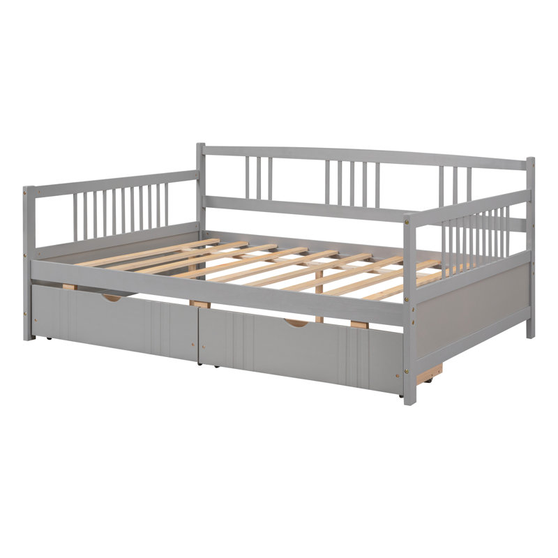 Daybed with 2 Drawer, Gray, Full/Double