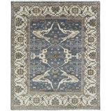 Mitul Wool Oriental Area Rug in Blue/Ivory