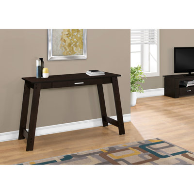 Élégant bureau de travail à la maison - plateau coloré, rangement pratique, longueur fonctionnelle de 42 po pour stratifié brun foncé, largeur de 18 po avec rangement