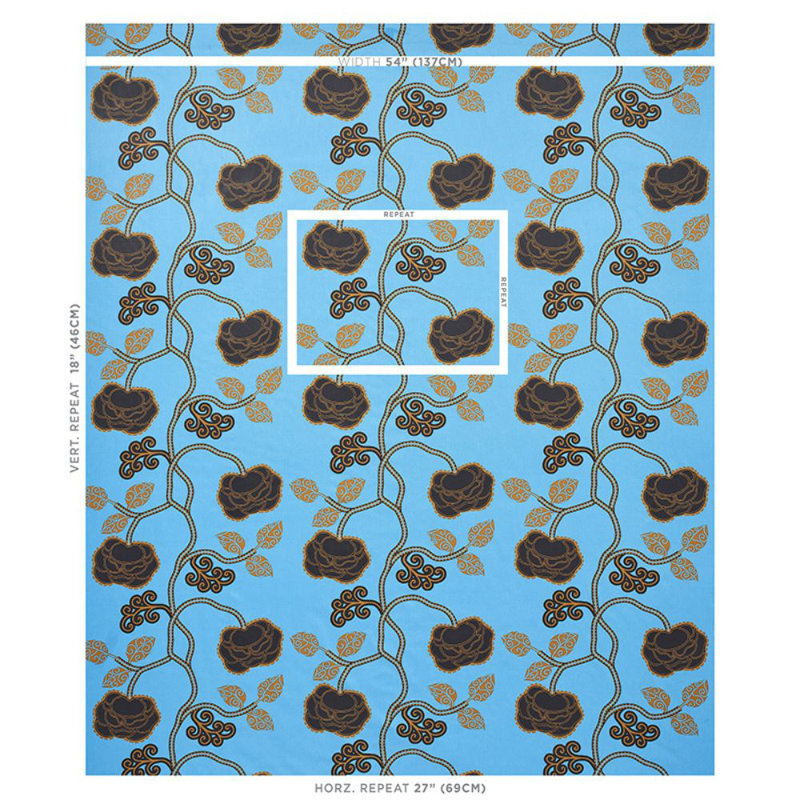 Tissu chintz Schumacher x Neisha Crosland, Lapis