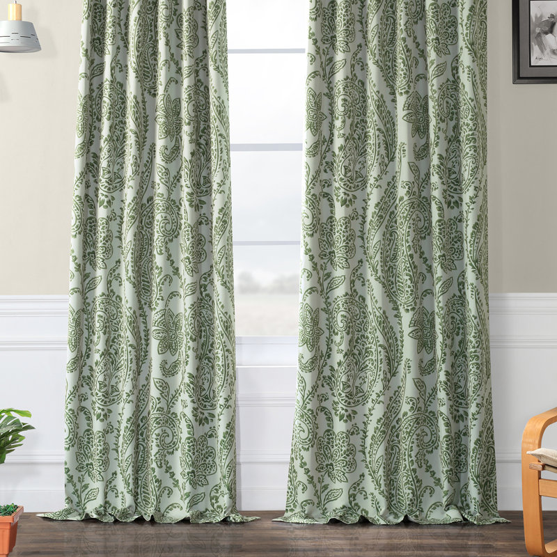 Alexiyana Vintage Paisley Room Darkening Curtains For Bedroom & Living Room Curtains (1 Panel), 50"W x 120"L, Tea Time Green