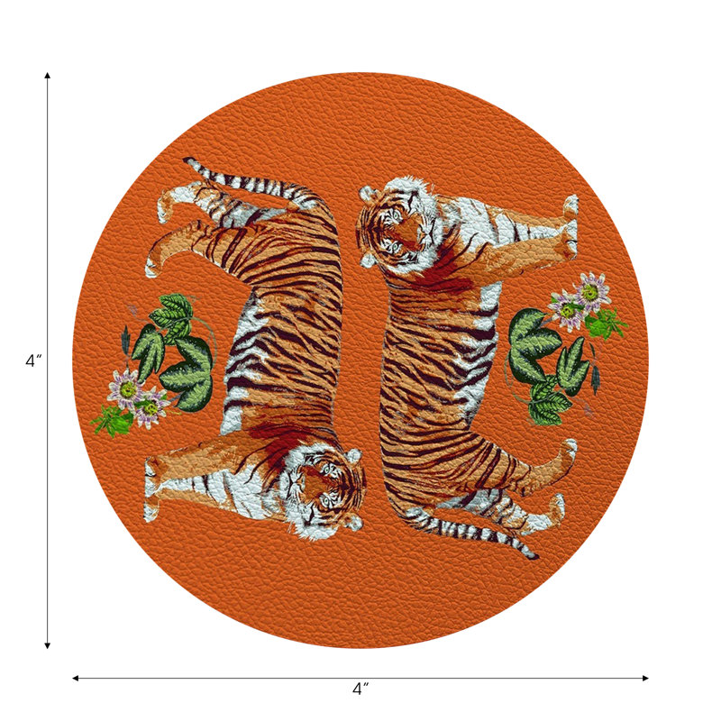 Sous-verres ronds en cuir végétalien orange