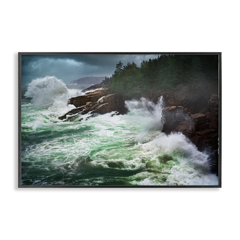 «Strong Crashing Waves», estampe numérique par Rick Berk, Giclée encadrée noir minuit, H 16 po x l 24 po