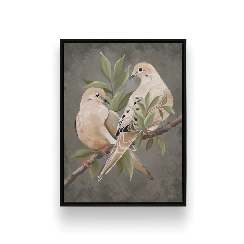 «Dove pair» par Cat Thurman Designs, reproduction d'art, L 12 po x H 16 po, Toile avec cadre, Noir