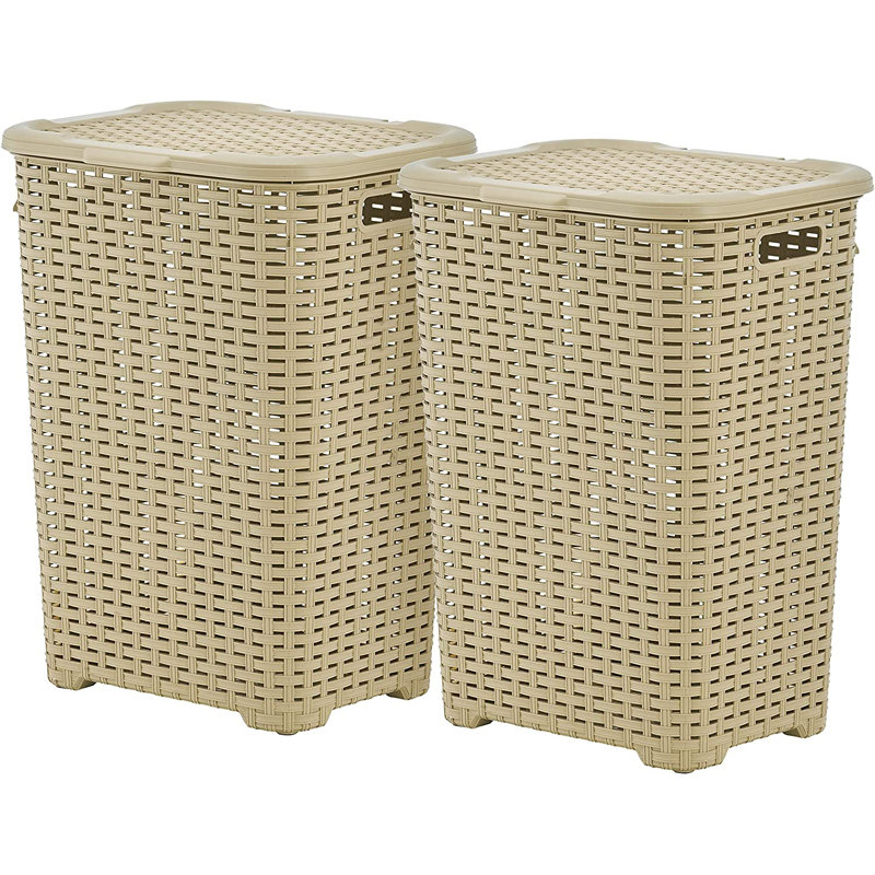 Panier à linge en osier, H 23,25 po x l 17 po x P 14 po, Beige