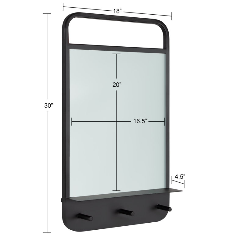 Black Iron Wall Organizer with Glass Dry Erase Board