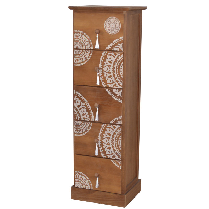 Gossoncourt 30cm W 5 - Drawer Chest of Drawers, Brown