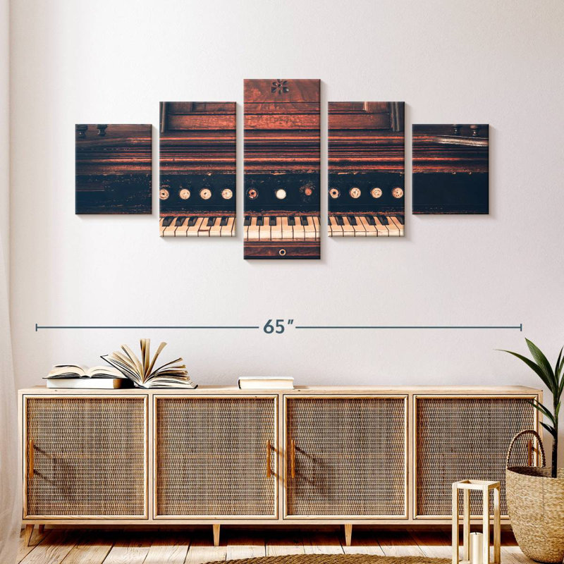 Piano en bois rétro, H 24 po x l 55 po