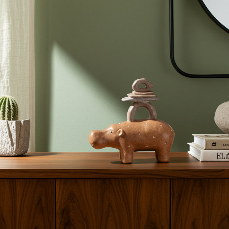 Playful Animals Stacked Figurine - Whimsical Sculpture Statue Featuring Artistic Detailing - Decorative Objects Accent For Home Decor On Table Styling