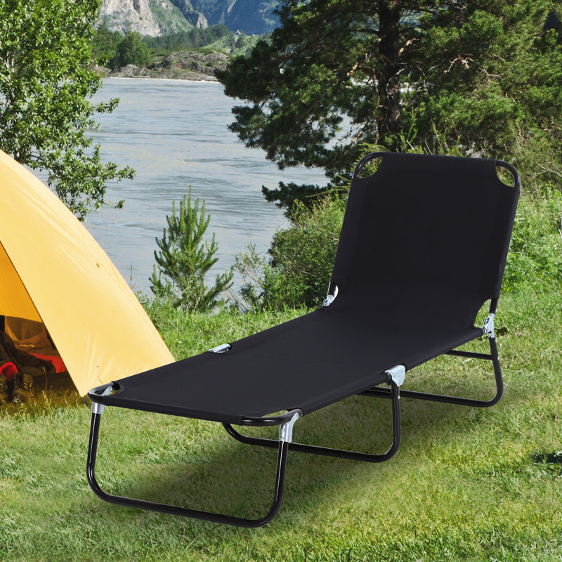 Chaise de piscine pour patio avec dossier en filet respirant - 265 lb de chaise longue inclinable noire réglable à 5 niveaux