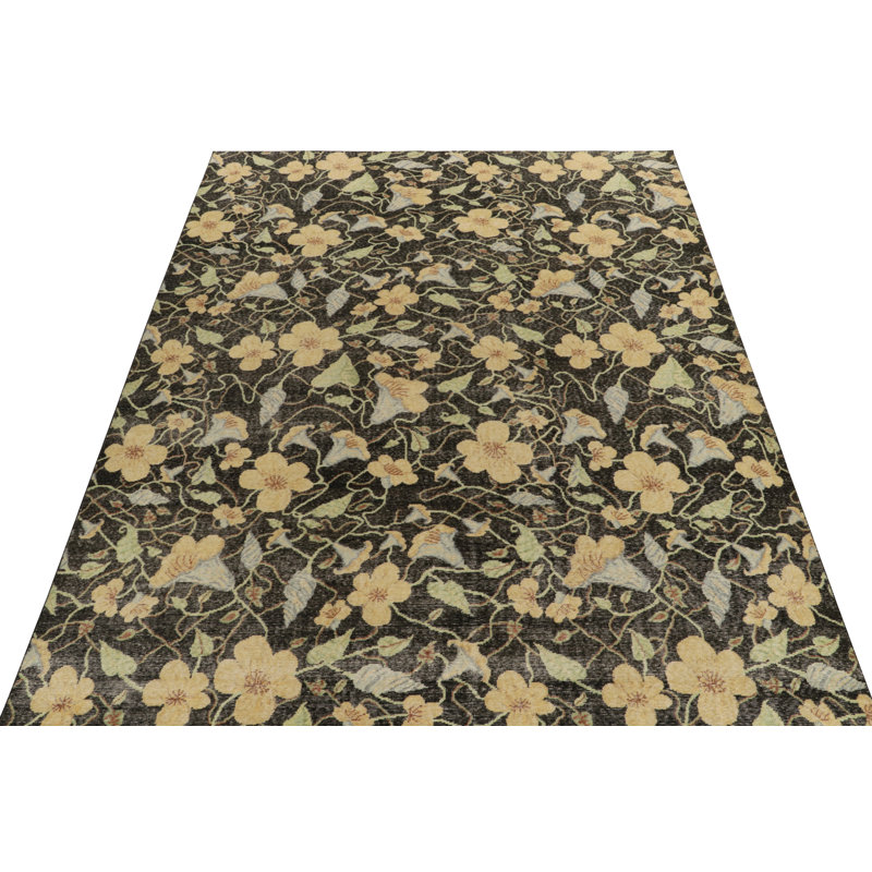 Distressed Homage Wool Floral Area Rug, Rectangle 5' x 8'
