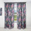 Pink and Purple Flowers on Striped Background - Abstract Blackout Curtain Single Panel-814704630