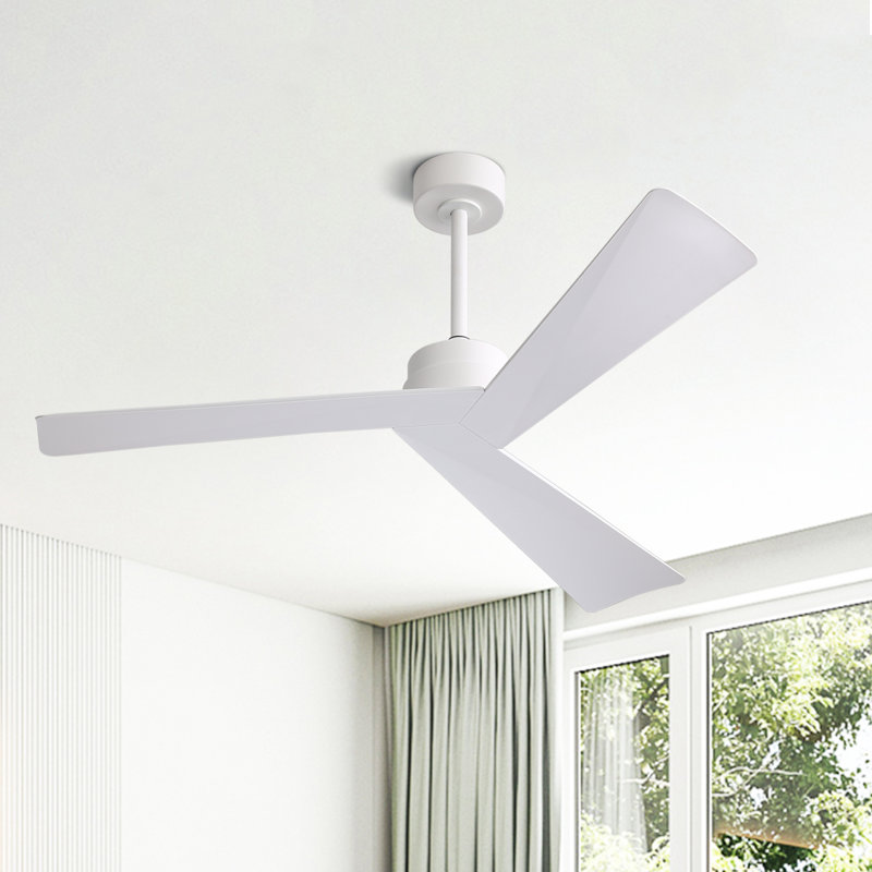 Ventilateur de plafond CC 52 po avec télécommande Breeleigh, ventilateur de plafond intérieur, 3 pales en ABS, Blanc