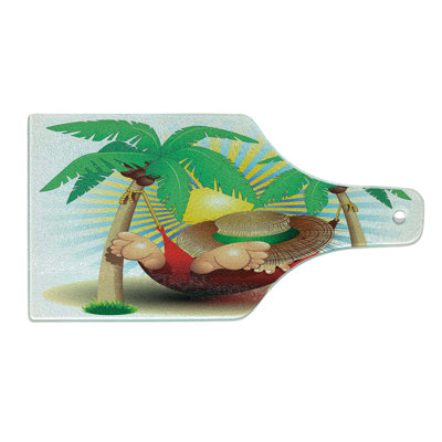 Ambesonne Beach Tempered Glass Cutting Board Exotic Summer Paradise Multicolor