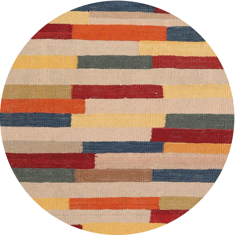 Tapis brun/vert/gris zone contemporaine, Rond 3 pi