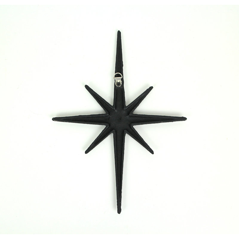 Set Of 3 Black Cast Iron Starburst Wall Hangings, Black