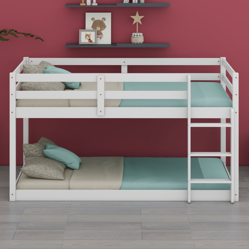 Lit superposé en bois avec échelle, Blanc