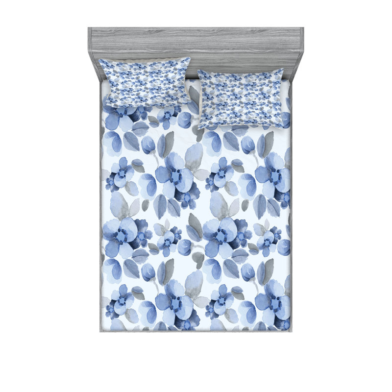 Drap-housse et coussin décoratif Ambesonne Romance, bleu, Ensemble de draps pour grand lit + 5 pièces suppl