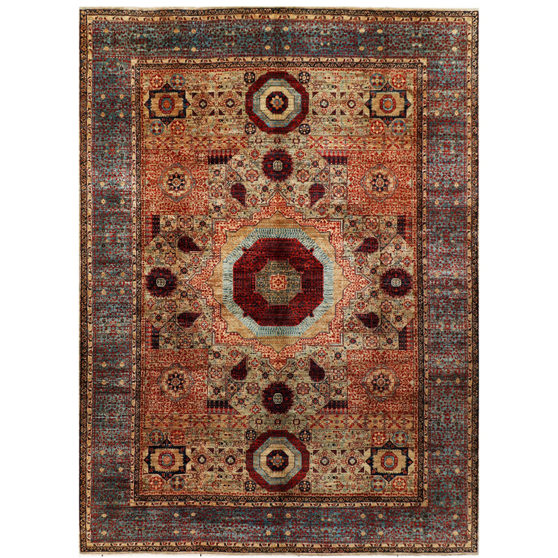 Hand-Knotted High-Quality Light Green, Light Blue, and Beige Area Rug