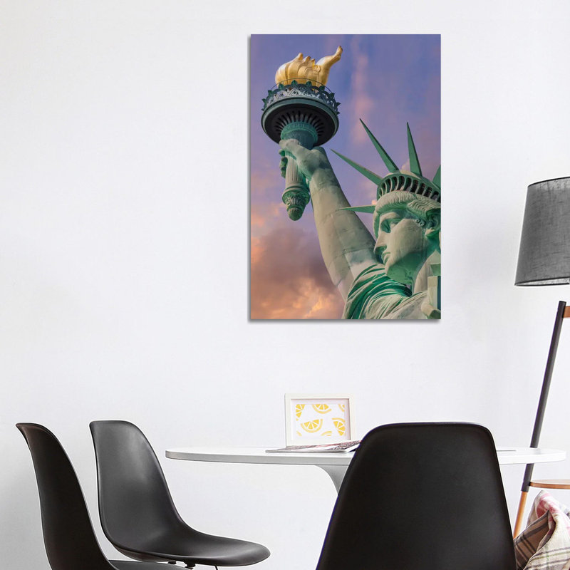 New York City Statue Of Liberty At Sunset by Melanie Viola - Wrapped Canvas Print, 101.6cm H x 66.04cm W x 1.91cm D
