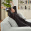 Méridienne double compressible 2 places en velours côtelé gris avec rembourrage à ressorts. Aucun assemblage requis, déballer et agrandir en 72 heures pour une vie intérieure confortable. Support haute densité, sièges multiples-456916549-456916548