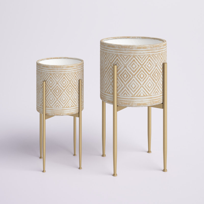 Ensemble de pot de fleurs d'intérieur rond en métal Eisley