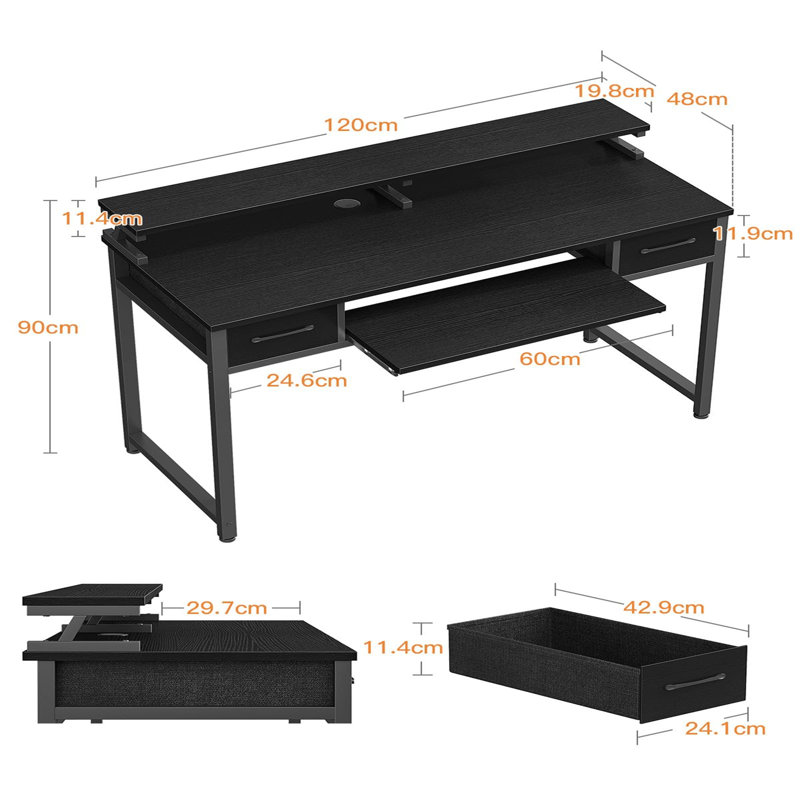 Cailaen Metal Base Computer Table, Black