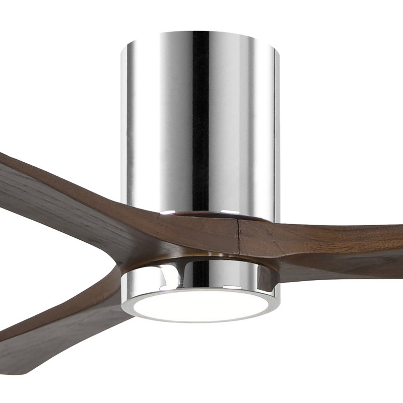 Olivier à 3 pales DEL standard avec ventilateur de plafond et ensemble d'éclairage inclus, Chrome poli, Noyer, 52"