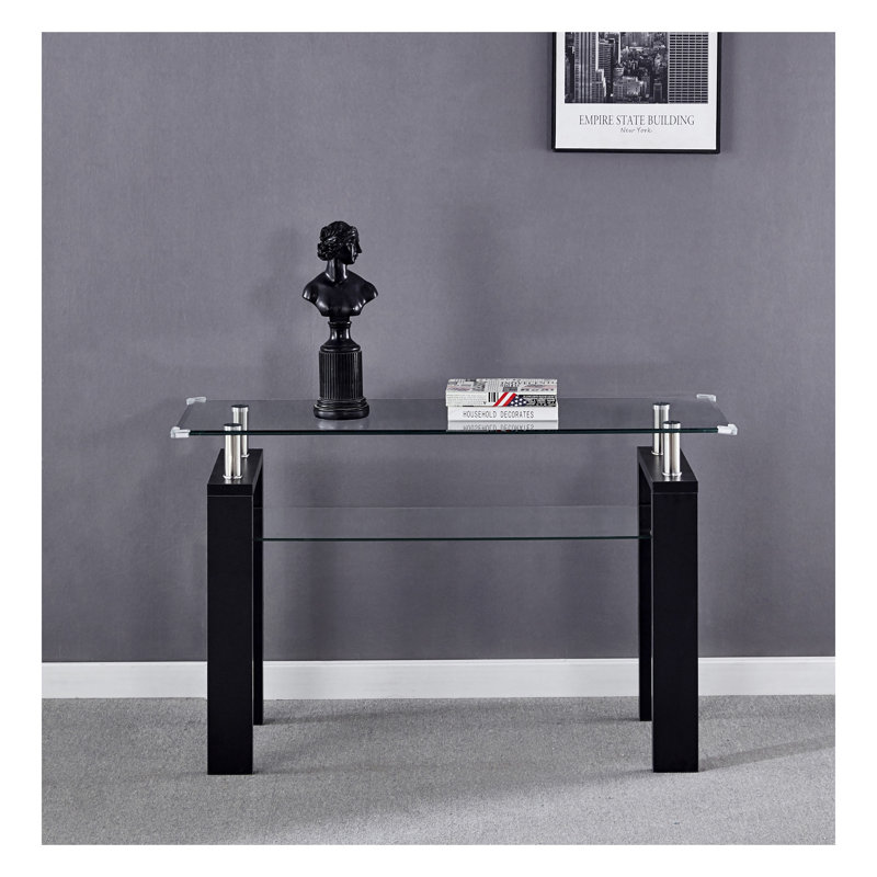 Console en panneau de fibres à densité moyenne, table de vestibule moderne, Noir