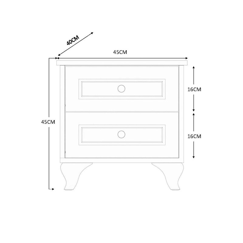 Table de chevet moderne avec poignée en métal, finition blanc mat, 17,7 po x 17,7 po x 15,7 po | Panneau de particules 100% mélamine de qualité E1, facile à assembler avec le système Minifix | Rangement élégant et fonctionnel pour la chambre à co