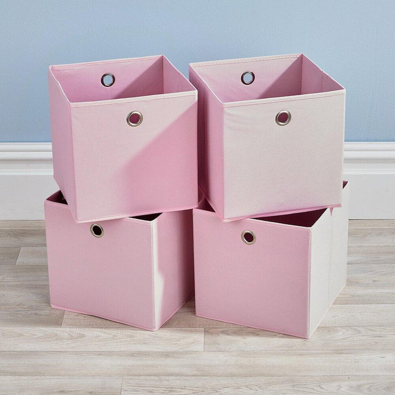 Fabric Storage Cube Organiser Box, Pink