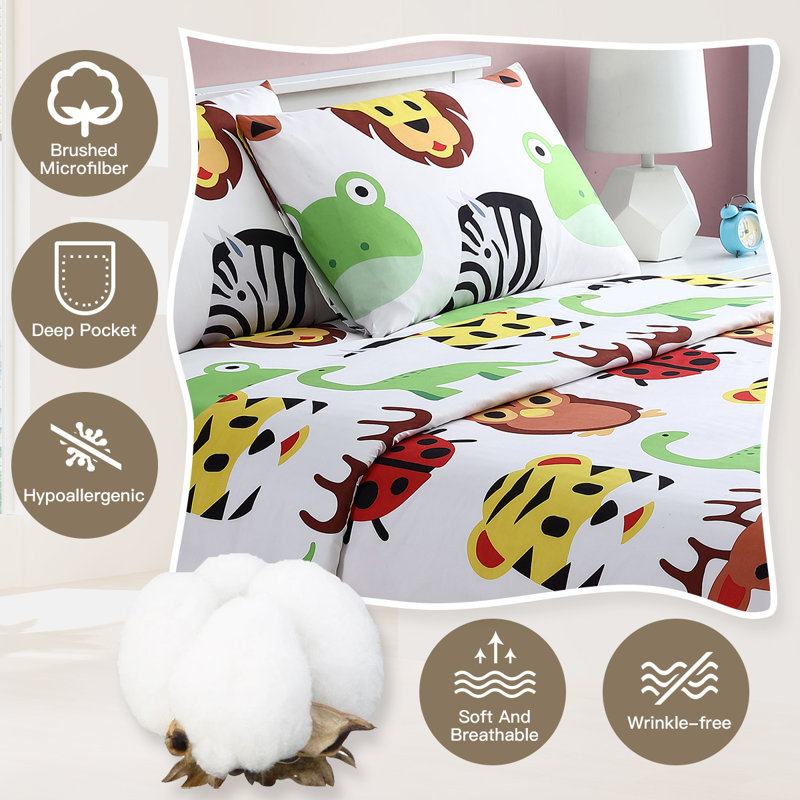 Microfiber Animal Print Sheet Set, Full Sheet Set + Fitted Sheet + 2 Pillowcases